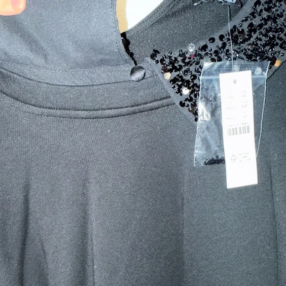 J Crew NWT Crew Neck Black Sequin-Collar Women's Top - Picture 3 of 6